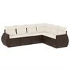 vidaXL 6-tlg. Garten-Sofagarnitur mit Kissen Braun Poly Rattan