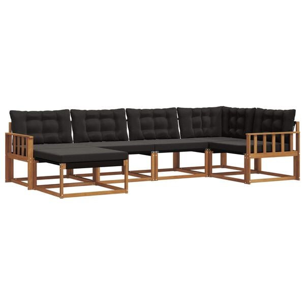 vidaXL Outdoor-Sofagarnitur mit Kissen 6 pcs Nat&uuml;rlich und Schwarz