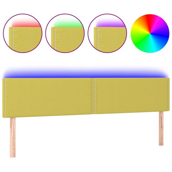 vidaXL LED Kopfteil Gr&uuml;n 160x5x78/88 cm Stoff