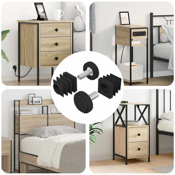 vidaXL M&ouml;bel Leveler Verstellbar 2 pcs Schwarz M6 PP