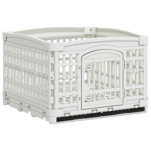 vidaXL 4-Panel Hundelaufstall 122 x 106,5 x 82 cm Kunststoff Wei&szlig;