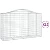 vidaXL Gabionen mit Hochbogen 12Stk. 200x50x120/140cm Verzinktes Eisen