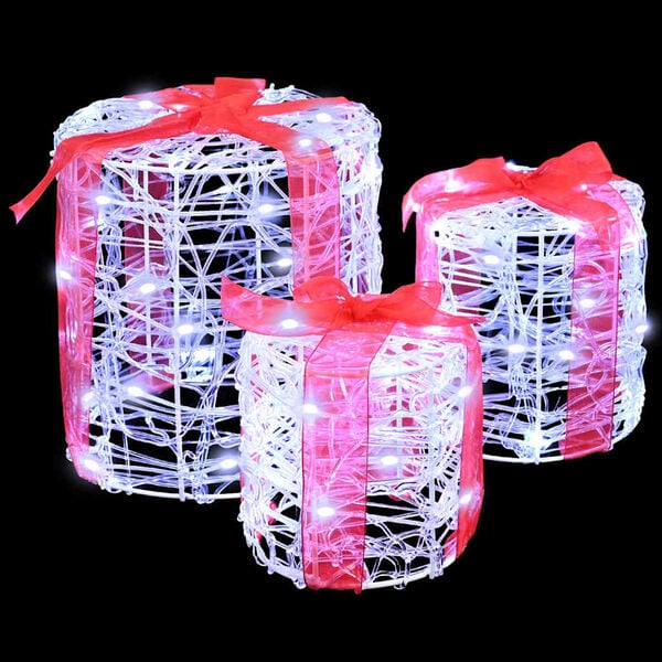 vidaXL Geschenkbox Dekoration 3 pcs Kaltweiß 20 x 20 x 21 cm Acryl