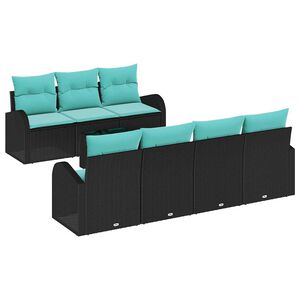 vidaXL Gartensofa-set 8 stk. 7-Sitzanzahl Schwarz und T&uuml;rkis
