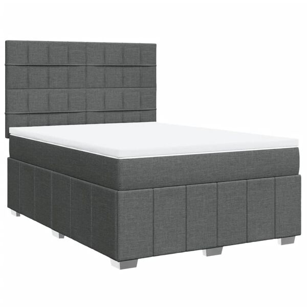 vidaXL Boxspringbett mit Matratze Dunkelgrau 140x200 cm Stoff