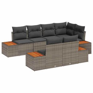 vidaXL Gartensofa-set 7 stk. 7-Sitzer Grau [Synthetisch]: Polyrattan