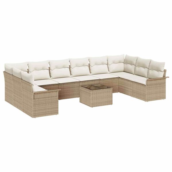 vidaXL Garten-Sofa-Set mit Kissen 11 pcs Braun Poly Rattan
