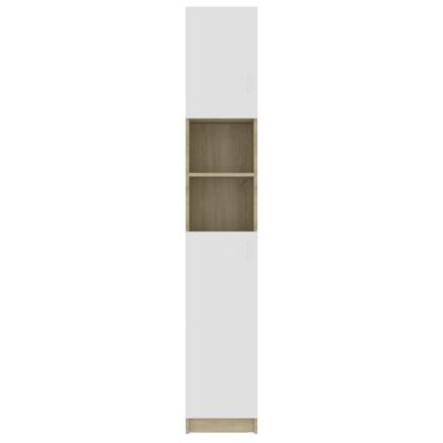 vidaXL Badezimmerschrank Weiß und Sonoma-Eiche 32×25,5×190 cm Spanplatte