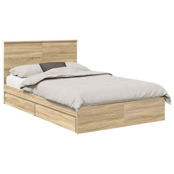 vidaXL Aufbewahrungsbett Sonoma-Eiche 135 x 190 cm Holzwerkstoff