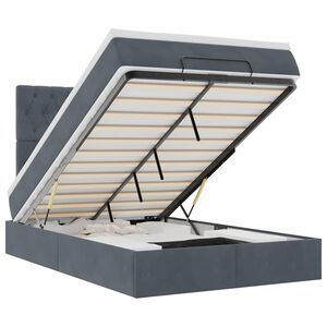 vidaXL Ottoman-Bett mit Matratzen & LEDs Dunkelgrau 120x190 cm Samt