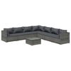 vidaXL 8-tlg. Garten-Lounge-Set mit Kissen Poly Rattan Grau
