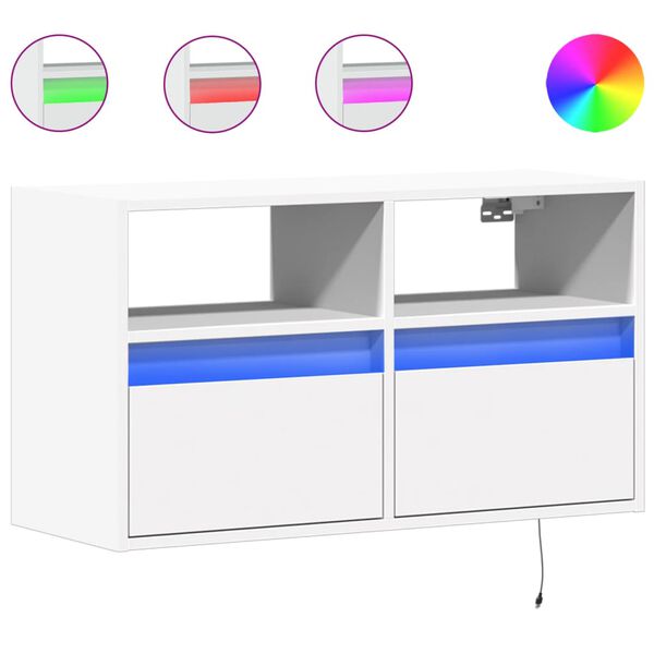 vidaXL TV-Wandschrank mit LED-Beleuchtung Wei&szlig; 80x31x45 cm