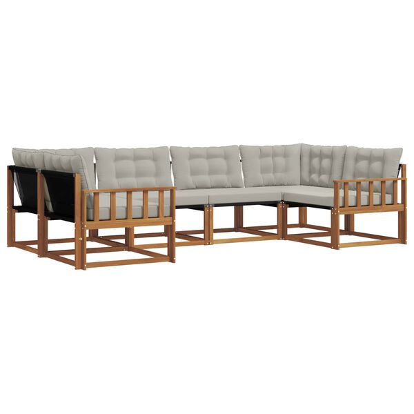 vidaXL Outdoor-Sofagarnitur mit Kissen 6 pcs Nat&uuml;rlich und Hellgrau