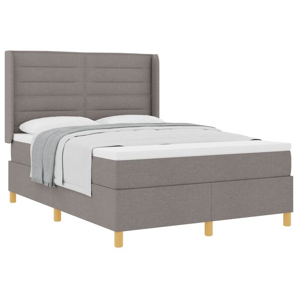 vidaXL Boxspringbett mit Matratze Taupe 140 x 200 cm Stoff