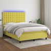 vidaXL Boxspringbett mit Matratze & LED Gr&uuml;n 140x190 cm Stoff