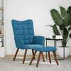vidaXL Relaxsessel mit Hocker Blau Samt