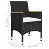 vidaXL 3-tlg. Bistro-Set Poly Rattan und Akazienholz Schwarz