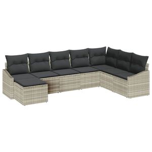 vidaXL Gartensofa-set mit Kissen 8 pcs Hellgrau Poly-Rattan