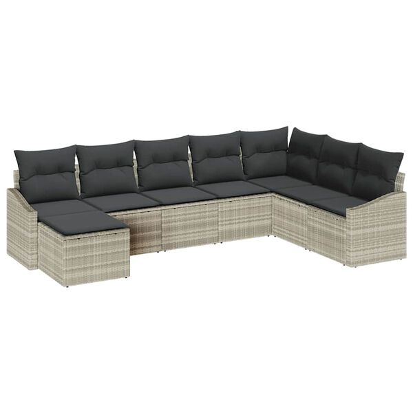 vidaXL Gartensofa-set mit Kissen 8 pcs Hellgrau Poly-Rattan