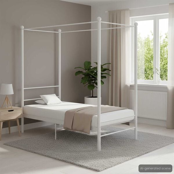 vidaXL Himmelbett Weiß Metall 100x200 cm