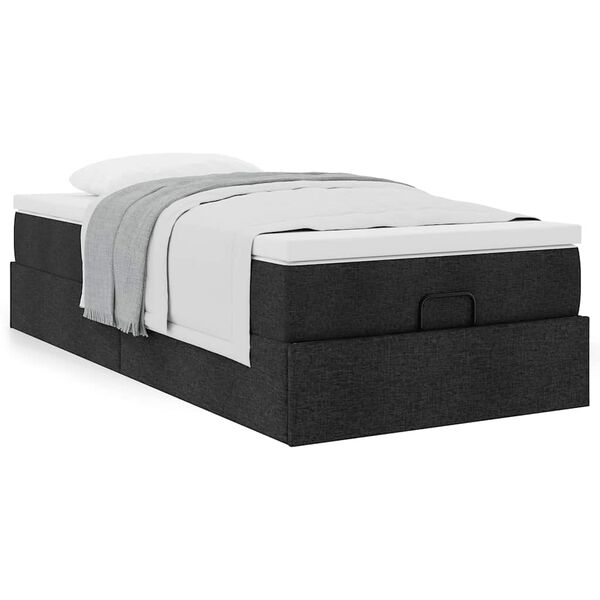 vidaXL Ottoman-Bett mit Matratze Schwarz 80x200 cm Stoff
