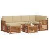 vidaXL Ecksofa Set mit Kissen 7 pcs Natur und Beige Massivholz Akazie