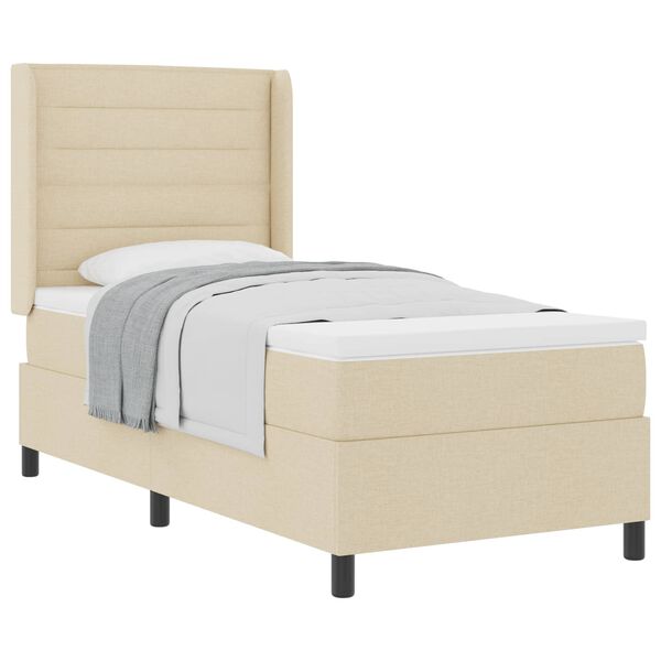 vidaXL Boxspringbett mit Matratze Creme 200 x 100 cm Stoff