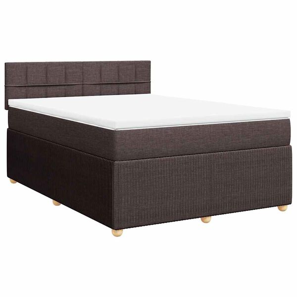 vidaXL Boxspringbett mit Matratze Dunkelbraun 140x190 cm Stoff