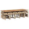vidaXL 15-tlg. Garten-Essgruppe mit Kissen Beige Poly Rattan