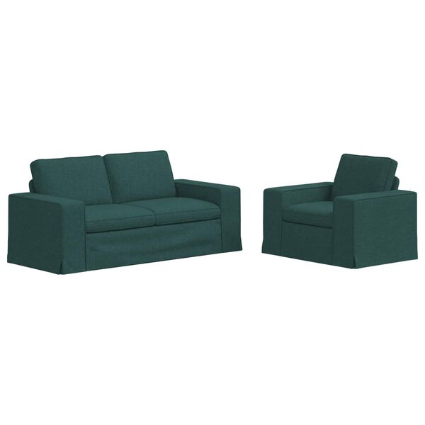 vidaXL Sofa Set 2 pcs Dunkelgr&uuml;n 182 x 80 x 82 cm Stoff