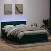 vidaXL Boxspringbett mit Matratze & LED Dunkelgr&uuml;n 160x210 cm Samt