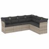 vidaXL 6-tlg. Garten-Sofagarnitur mit Kissen Hellgrau Poly Rattan