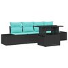 vidaXL Sofa Set 5 stk. 4-Sitzanzahl Schwarz und Blau Poly-Rattan