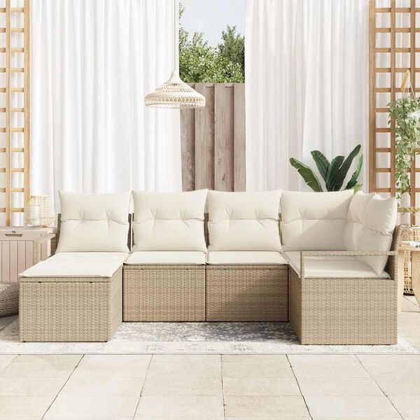 vidaXL Sofa Set 8 pcs Beige Poly-Rattan