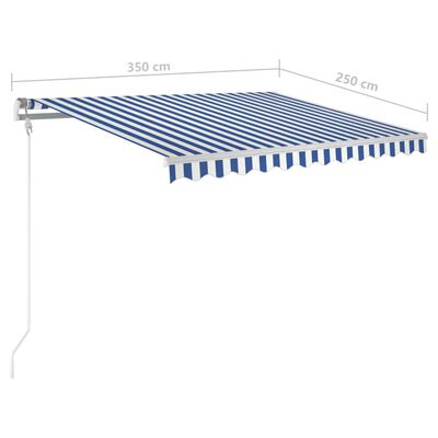 vidaXL Markise Manuell Einziehbar mit Pfosten 3,5x2,5 m Blau & Weiß