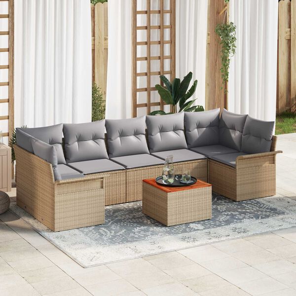 vidaXL Gartensofa-set 8 pcs Beige und Hellgrau Poly-Rattan