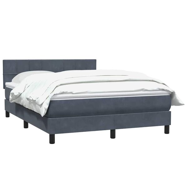 vidaXL Boxspringbett mit Matratze Dunkelgrau 140x210 cm Samt