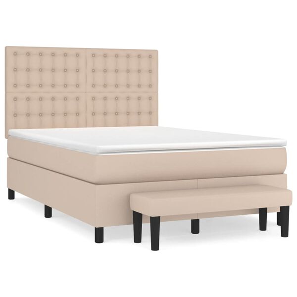 vidaXL Boxspringbett Matratze Cappuccino-Braun 140x200cm Kunstleder