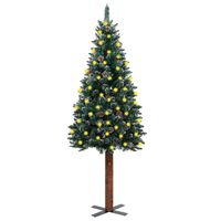 vidaXL Weihnachtsbaum Schlank mit Beleuchtung & Schnee Echtholz 150 cm