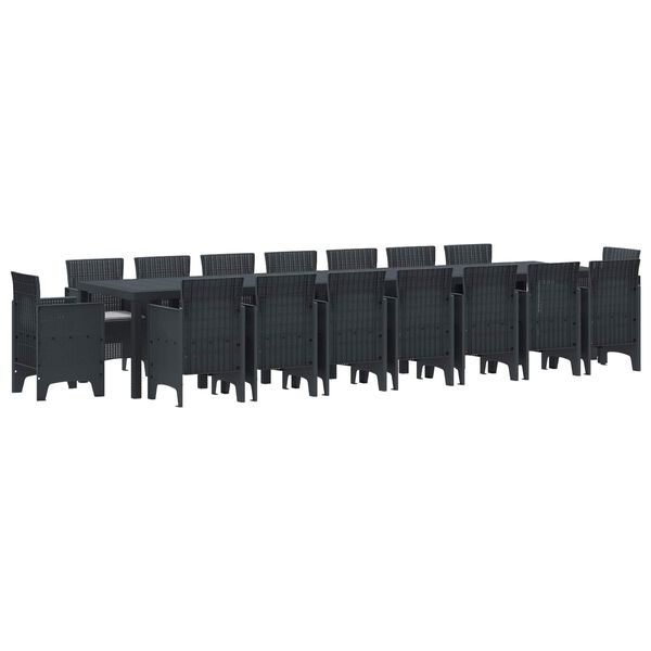 vidaXL Garten-Esszimmergarnitur mit Kissen 17 pcs Anthrazit PP