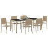 vidaXL Garten Essgruppe 7 pcs Beige Poly-Rattan