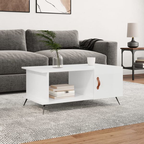 vidaXL Couchtisch Hochglanz-Wei&szlig; 90x50x40 cm Holzwerkstoff