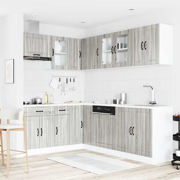 vidaXL 11-tlg. K&uuml;chenschrank-Set Lucca Grau Sonoma Holzwerkstoff