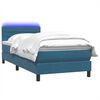 vidaXL Boxspringbett mit Matratze & LED Dunkelblau 90x210 cm Samt
