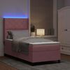 vidaXL LED Boxspringbett mit Matratze Rosa 100 x 200 cm Samt