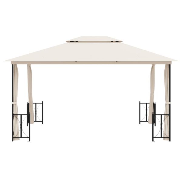 vidaXL Pavillon mit Seitenw&auml;nden & Doppeldach 3x4 m Creme