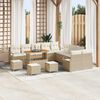 vidaXL Garten-Sofa-Set mit Kissen 14 pcs Beige Poly Rattan