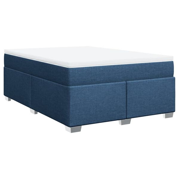 vidaXL Boxspringbett mit Matratze Blau 160x200 cm Stoff