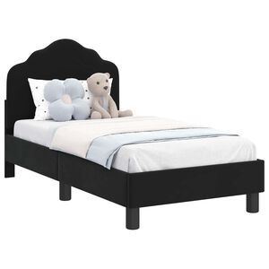 vidaXL Kinderbettgestell mit Kopfteil Schwarz 70 x 140 cm Samt