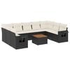 vidaXL 10-tlg. Garten-Sofagarnitur mit Kissen Schwarz Poly Rattan